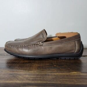 Ecco Men's Driver Loafer Shoes Brown Leather LATEX Slip On‎ Size EU42 / US 8-8.5
